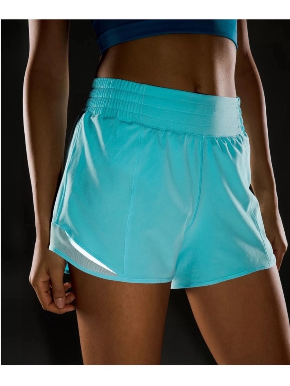 Lululemon Hotty Hot High Rise Shorts 4" Cyan Blue Sz 6